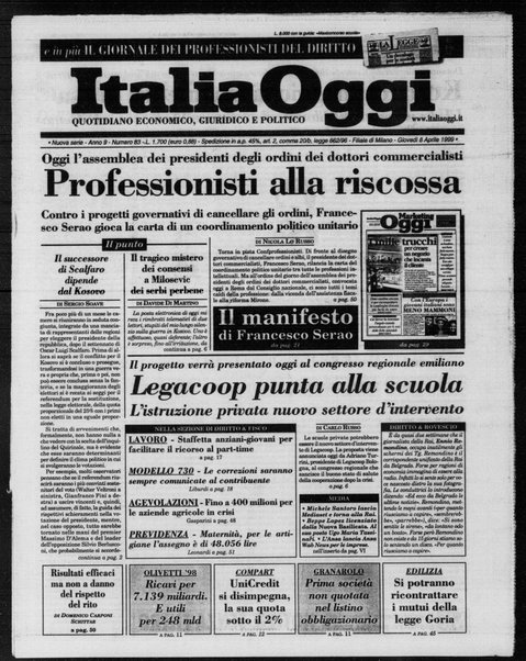 Italia oggi : quotidiano di economia finanza e politica